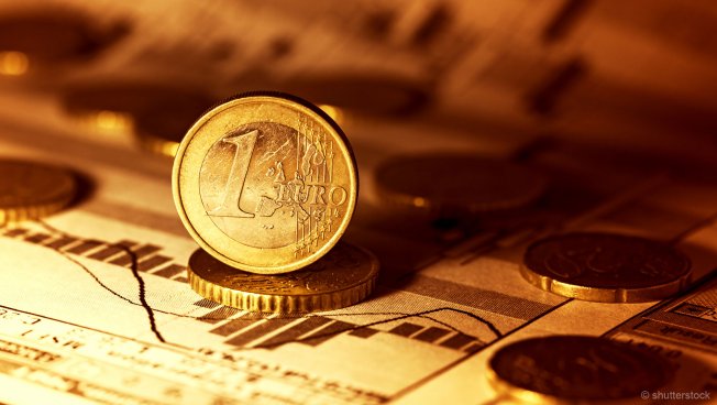Euro-Münze mit Wachstumskurve