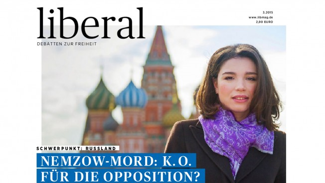 Zhanna Nemzowa auf dem Cover des "liberal"