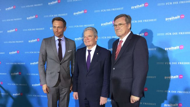Christian Lindner, Joachim Gauck und Wolfgang Gerhardt bei der Europäischen Zukunftskonferenz