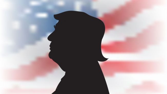 Donald Trump vor US-Flagge