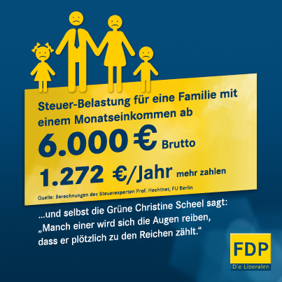 Steuerbelastung für eine Familie mit einem Monatseinkommen ab 6.000 Euro butto