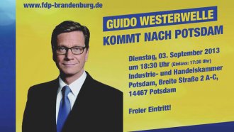 Plakat: Guido Westerwelle kommt nach Potsdam
