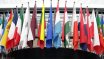 Flaggen der EU-Mitgliedsländer vor dem Gebäude des Europäischen Rates