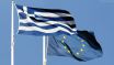 Flaggen der EU und Griechlands